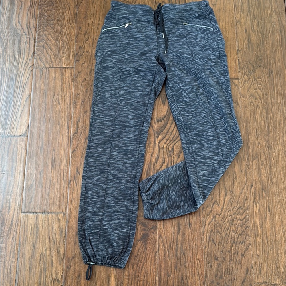 Athleta Gray Track Pants with Tapered Legs and Elastic Waistband